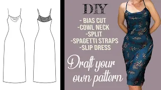 DIY Bias Cut Cowl Neck Slip Dress | Pattern Draft and Sewing tutorial