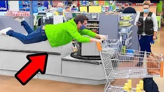 He FLOATS through the Store...Employees Freak Out! (WOW)!