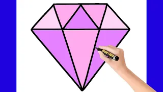 How to Draw a Beautiful Shiny Diamond | Drawing for Beginners | Coloring And Painting for Kids