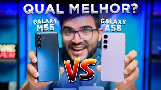 EITA! Galaxy A55 vs Galaxy M55! Qual o Melhor em 2024? Qual comprar? Comparativo!