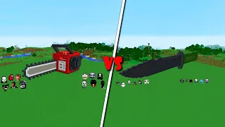 SURVIVAL CHAINSAW vs KNIFE HOUSE WITH 100 NEXTBOTS in Minecraft! Gameplay - Coffin Meme!