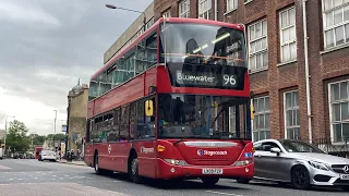 FRV + MASSIVE DIVERSION. Stagecoach Route 96 Bluewater - Woolwich. Scania Omnicity 15118 (LX09 FZP)