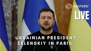 LIVE: Ukraine President Volodymyr Zelenskiy arrives at the Elysee Palace in Paris