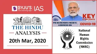 'The Hindu' Analysis for 20th March, 2020. (Current Affairs for UPSC/IAS)
