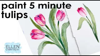 Draw & Paint  Watercolor Tulips in 5 minutes!