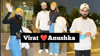 Virat Kohli with wife Anushka Sharma spotted at Mumbai airport 💃🕺✈️