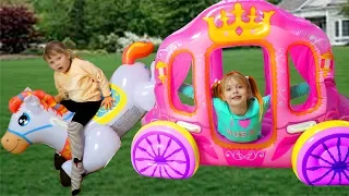 Margo and Nastya Playing with Princess Carriage Toy