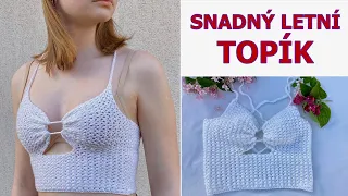 Plážový TOP na léto, snadný CROP-TOP,  super pro začátečníky. jednoduchý vzor, PSANÝ návod zdarma