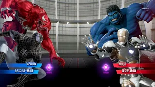 Venom & SpiderMan Vs Hulk & IronMan [Very Hard AI] Marvel vs Capcom