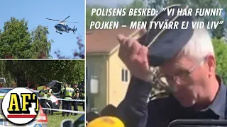 Polisens besked: "Vi har funnit pojken - men tyvärr ej vid liv"