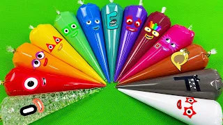 Numberblocks & Cocomelon - Looking Slime with Piping Bags, Lollipops! Satisfying Slime Video, ASMR