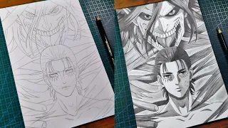 Cara Menggambar Eren Yeager Titan Form - Attack on Titan | Tutorial Step by Step