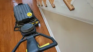 Removing Orange Glo wax build-up from engineered hardwood floors followed with buffing