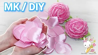 МК пионы / Пышные цветы из ленты/ Канзаши / DIY Peonies roses. Lush ribbon flowers