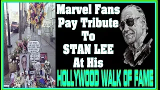 MARVEL Stars &  Fans pay tributes to Stan Lee: Lee's Walk of Fame star covered  with fan messages.