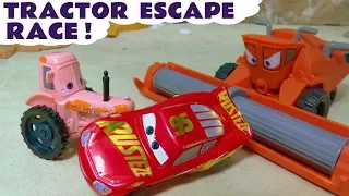 Cars 3 Lightning McQueen Racing In Frank Tractor Escape Challenge With The Funny Funlings