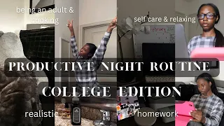 My Productive Night Routine As A College Student |  self care, homework, cooking