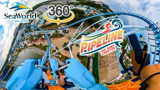 VR 360 Pipeline The Surf Coaster On Ride Back Seat POV SeaWorld Orlando 2023 07 05