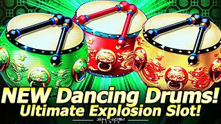 NEW Dancing Drums Ultimate Explosion Slot Machine! My First Attempt, 7 Bonuses at Yaamava Casino!