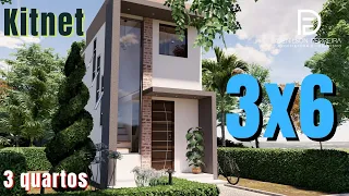 Kitnet 3x6 com 3 quartos | Kitnet 18m | Mini Casa | Tiny House | Quitinete | Loft | Small House