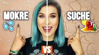 ♦ MOKRE vs SUCHE kosmetyki - PÓŁ TWARZY CHALLENGE ♦ Agnieszka Grzelak Beauty