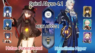 C0 Hutao Funerational & C0 Neuvillette Hyper - NEW Spiral Abyss 4.1 - Floor 12 9 star Genshin Impact