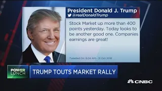 President Trump touts market rally, tweets about rise in consumer confidence