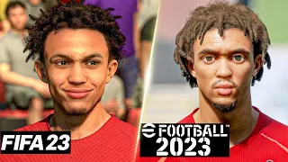 FIFA 23 vs eFootball 2023 - Liverpool Player Faces Comparison (Arnold, Salah, Nunez etc.. )