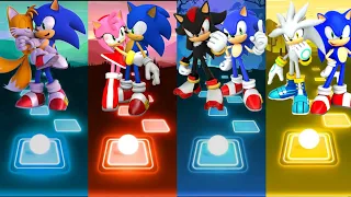 Sonic Tails vs Sonic Amy vs Shadow Sonic vs Sonic Silver Sonic - Tiles Hop !!