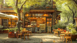 Relaxing Outdoor Coffee Shop Ambience with Smooth Bossa Nova Jazz Music for Uplifting Your Mood