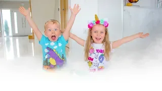 Gaby and Alex doing Dry Ice science experiments for kids