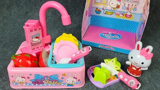 6 Minutes Satisfying with Unboxing Cute Pink Rabbit Kitchen Cooking Toys | Dishes Sink ASMR