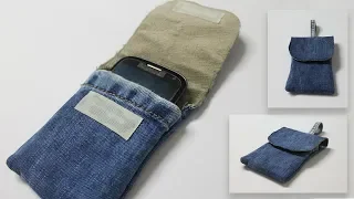 DIY Phone Pouch No Sew - Old Jeans into Pouch