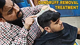 Dandruff removal asmr and hair treatment by biswajit barber | Indian barber Relaxing dandruff remove