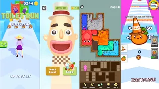 puzzle cat's vs sandwich runner vs jellyrun 2048 vs join blob clash 3D all levels gameplay update