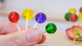 Sweetest!!! Making Miniature Rainbow Lollipops With Fruit Jam Recipe - Colorful Mini Bakery Candy