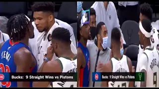 Giannis and his lil bro almost fights a Detroit Pistons player at the end of the basketball game