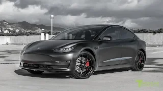 Performance Tesla Model 3 Customized with All Satin Black Look and 20" M3115 Forged Wheels