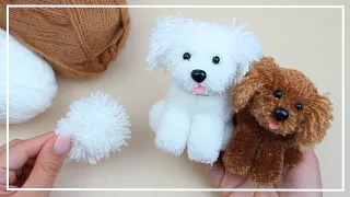 New Cute Yarn Dog Everyone Likes It Very Much! 🐕🧶 How to make a dog from pompoms 💛DIY NataliDoma