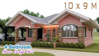 HOUSE DESIGN IDEA | 10 X 9 meters | 4 bedroom Pinoy Dream House