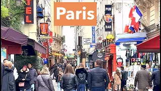 Paris France, Restaurants, shops, Cafes, Back streets - 5th arrondissement of Paris - 4K HDR 60 fps