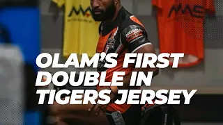 Justin Olam scored a double for the Tigers | NRL Round 4 | 2024 #justinolam #nrl2024