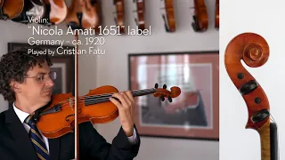 "Nicola Amati 1651" label German violin, ca. 1920 / Cristian Fatu / at the Metzler Violin Shop