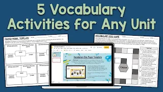 5 Vocabulary Activities for Any Unit | Vocabulary Teaching Ideas
