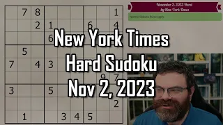 NYT Hard Sudoku Walkthrough | November 2, 2023