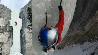 Ice Climbing The Eagle, WI 5 or so, Ghost River Wilderness