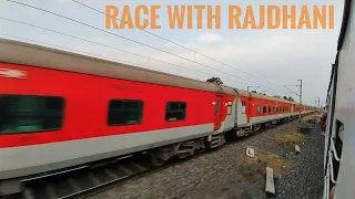 TRAIN RACE- RAJDHANI VS EMU | Overtake and Parallel Action