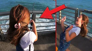 Little Girl Hooks Biggest Fish of Her Life! - Jetty Fishing
