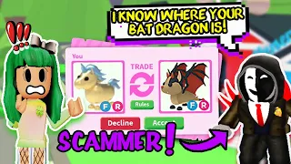 TRADING *ONLY GOLDEN UNICORNS*...SCAMMER GIVES CLUE TO FIND MY *STOLEN BAT DRAGON*! Adopt Me Roblox