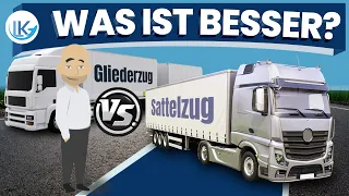 Wir vergleichen Sattelzug und Gliederzug!